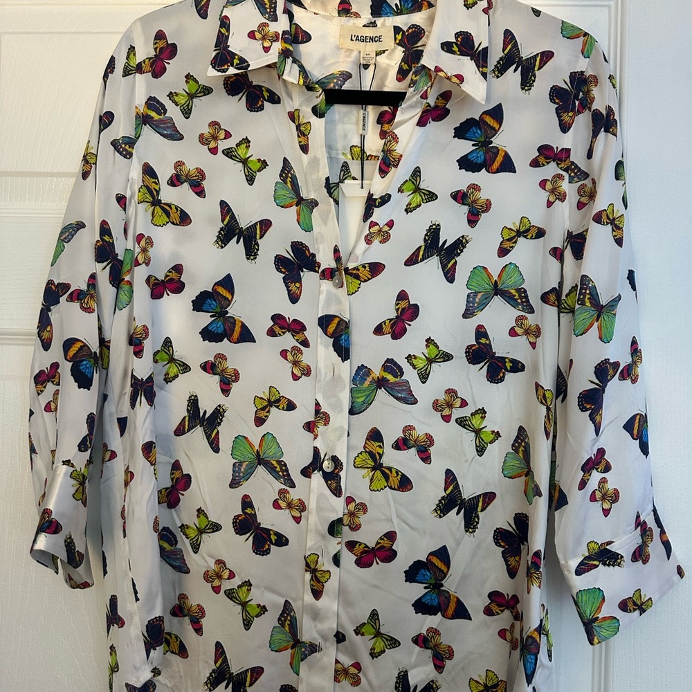 L'AGENCE Multicolor Butterfly Blouse